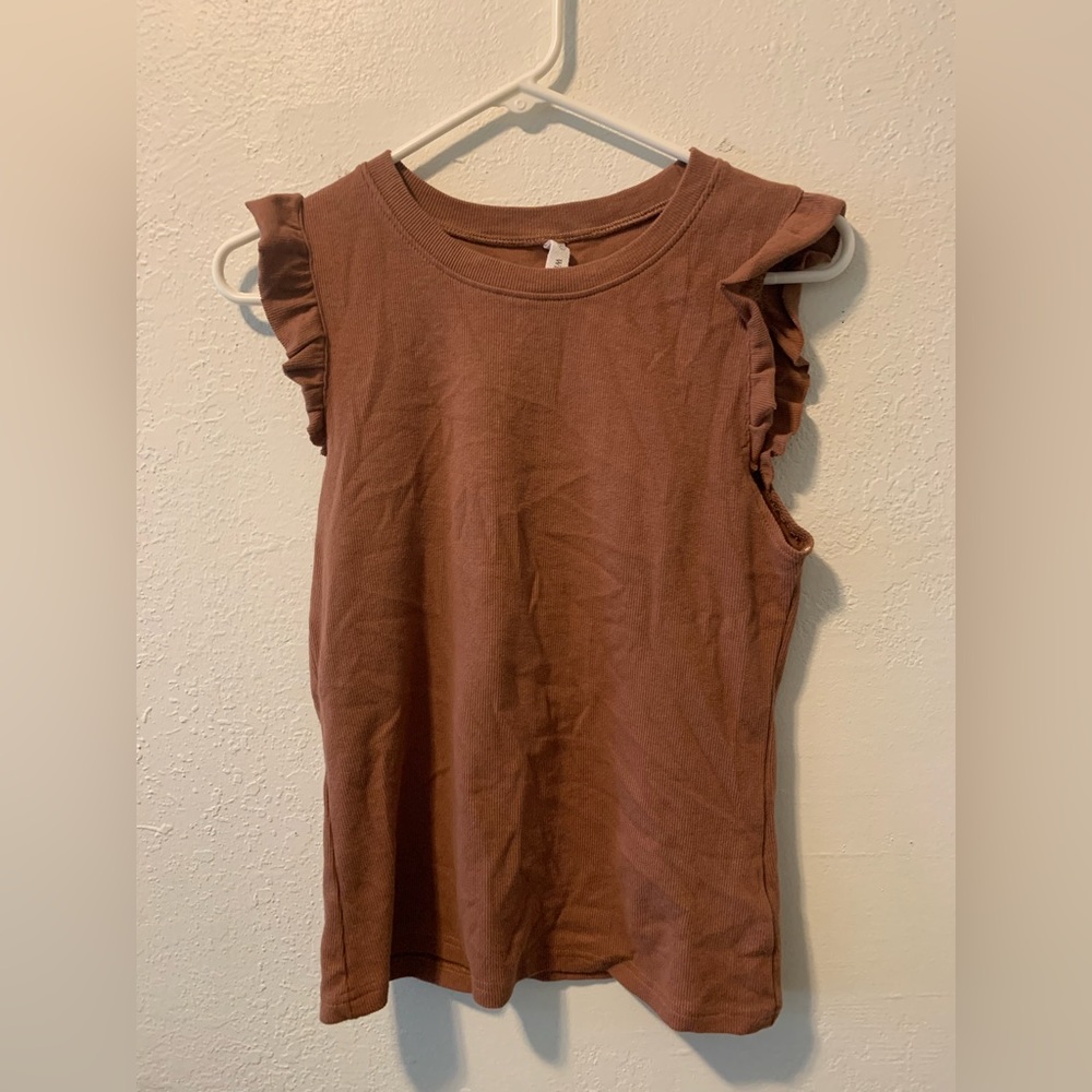 Wishlist Brown Ruffled Tank Top